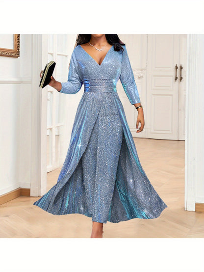 New fashionable double-sided sequin dress, high waisted strapless long sleeved dress, comfortable and elegant to wear, boutique dress MyFave Boutique