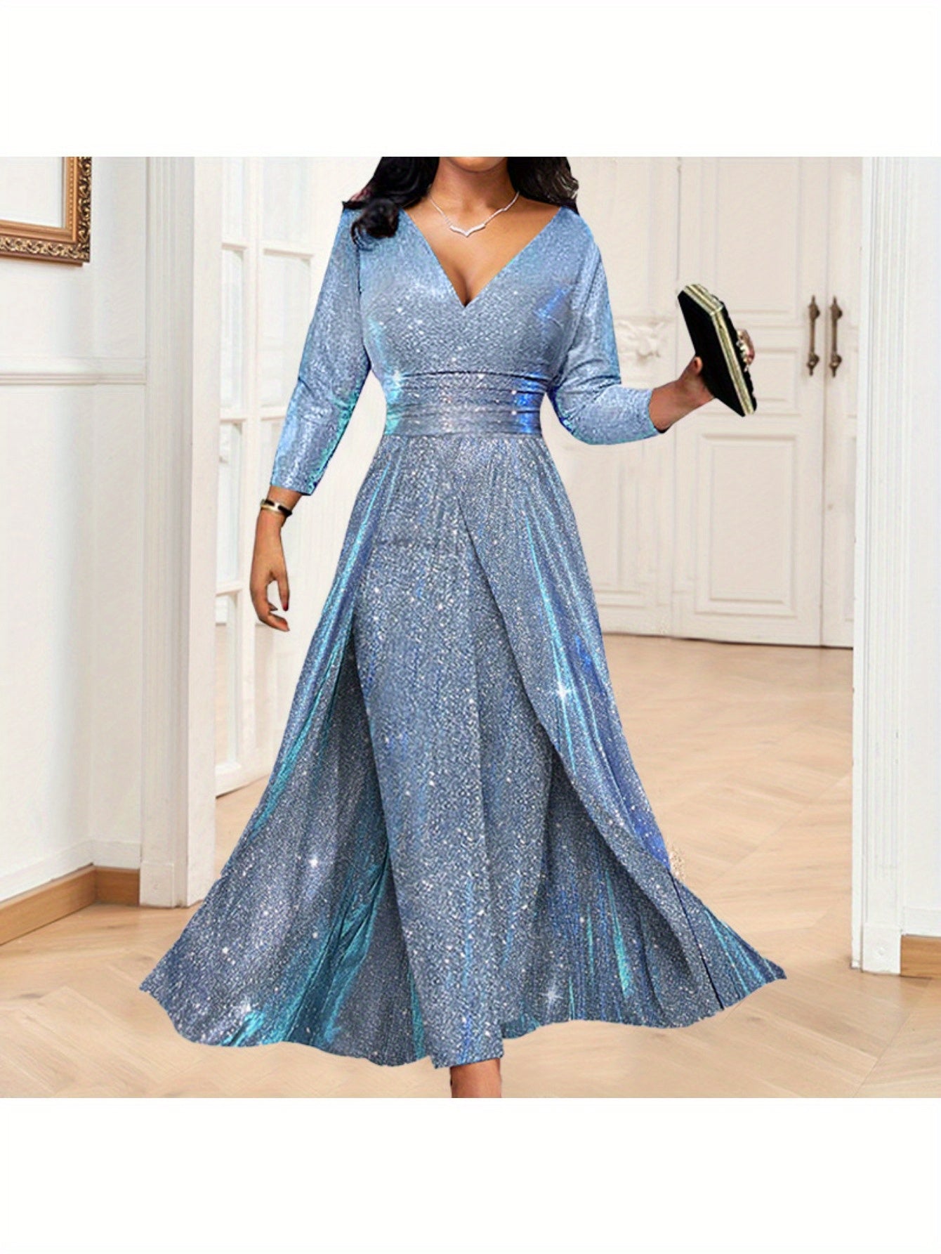 New fashionable double-sided sequin dress, high waisted strapless long sleeved dress, comfortable and elegant to wear, boutique dress MyFave Boutique