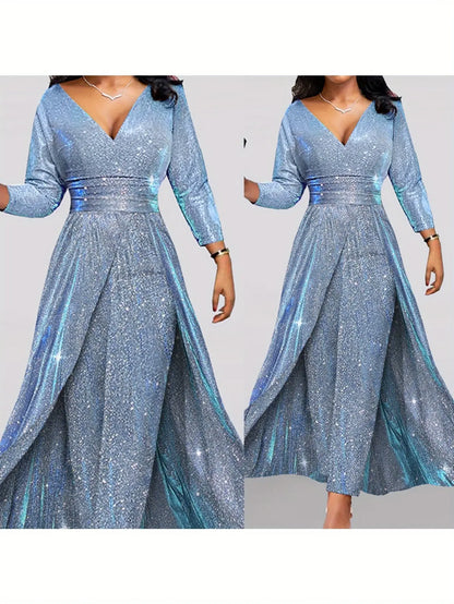 New fashionable double-sided sequin dress, high waisted strapless long sleeved dress, comfortable and elegant to wear, boutique dress MyFave Boutique