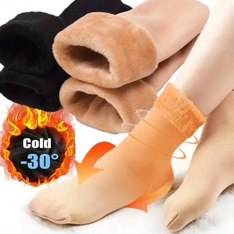 4 Pairs of Snow Socks, Plush Lining, Thick Warm Floor Socks, Cold Winter Socks MyFave Boutique