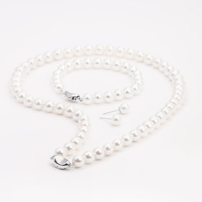 Stunning Freshwater Cultured Pearl Necklace Set with Matching Bracelet and Stud Earrings MyFave Boutique