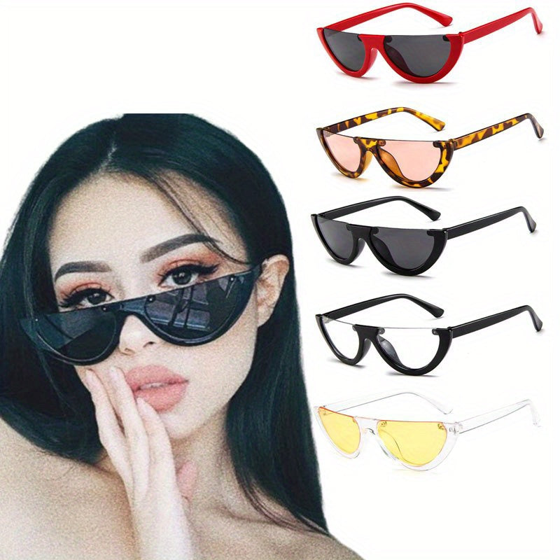 5pcs/set Sunglasses Half Frame Cut Edge Personalized Sunglasses Men and Women Fashion Glasses Punk Women Fashion Sunglasses MyFave Boutique