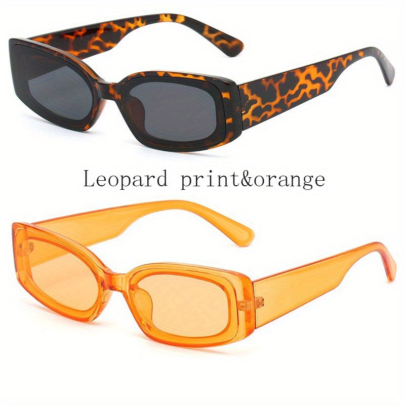 4pcs/set Square Glasses With Small Leopard Head For Women Men, Casual Fashion Sun Shades For Driving Beach Travel MyFave Boutique