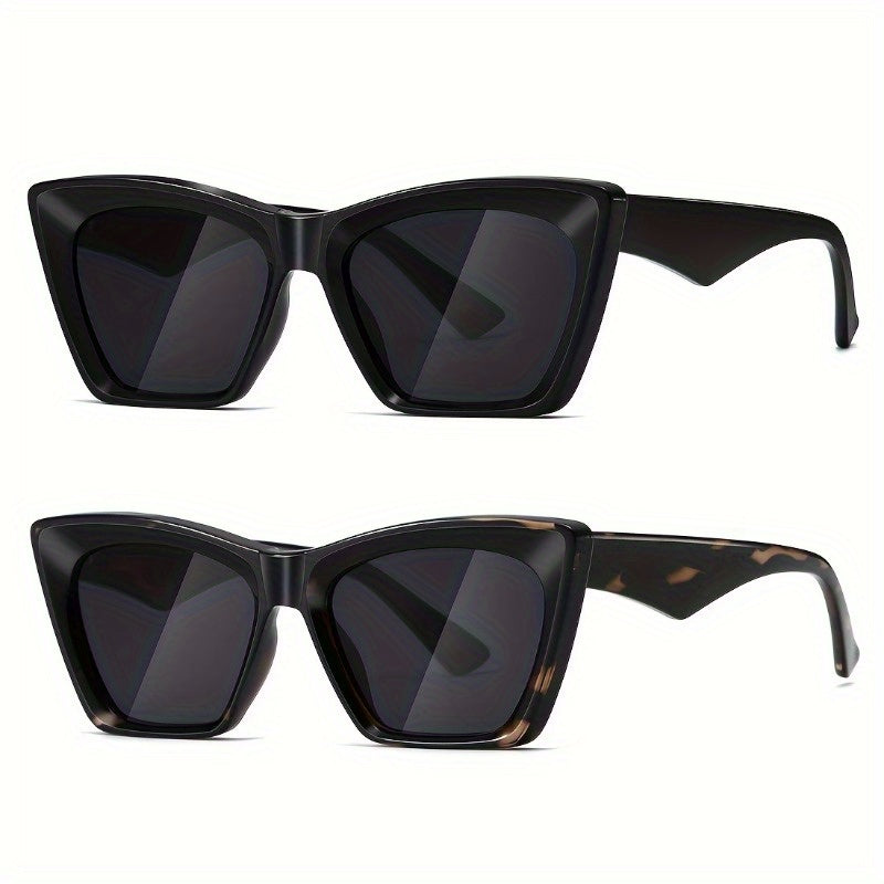 2Pcs cat eye large frame glasses women's clothing retro fashion men's glasses rectangular parasol MyFave Boutique