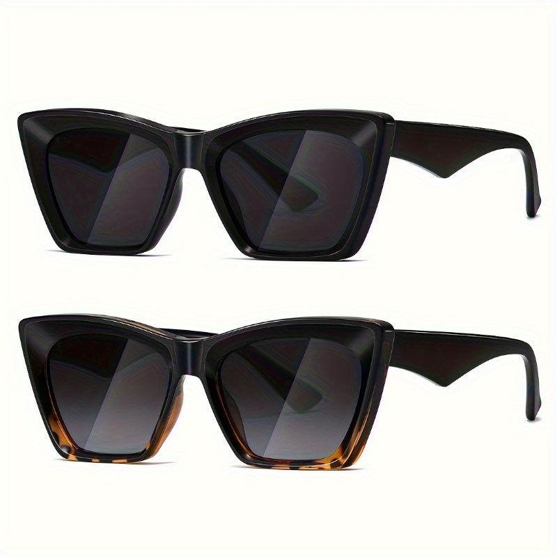 2Pcs cat eye large frame glasses women's clothing retro fashion men's glasses rectangular parasol MyFave Boutique