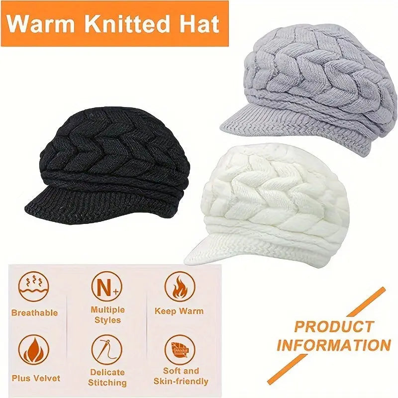 Cozy Knit Beanie for Women - Solid Color, Thick & Warm with Ear Protection, Windproof Travel Hat MyFave Boutique