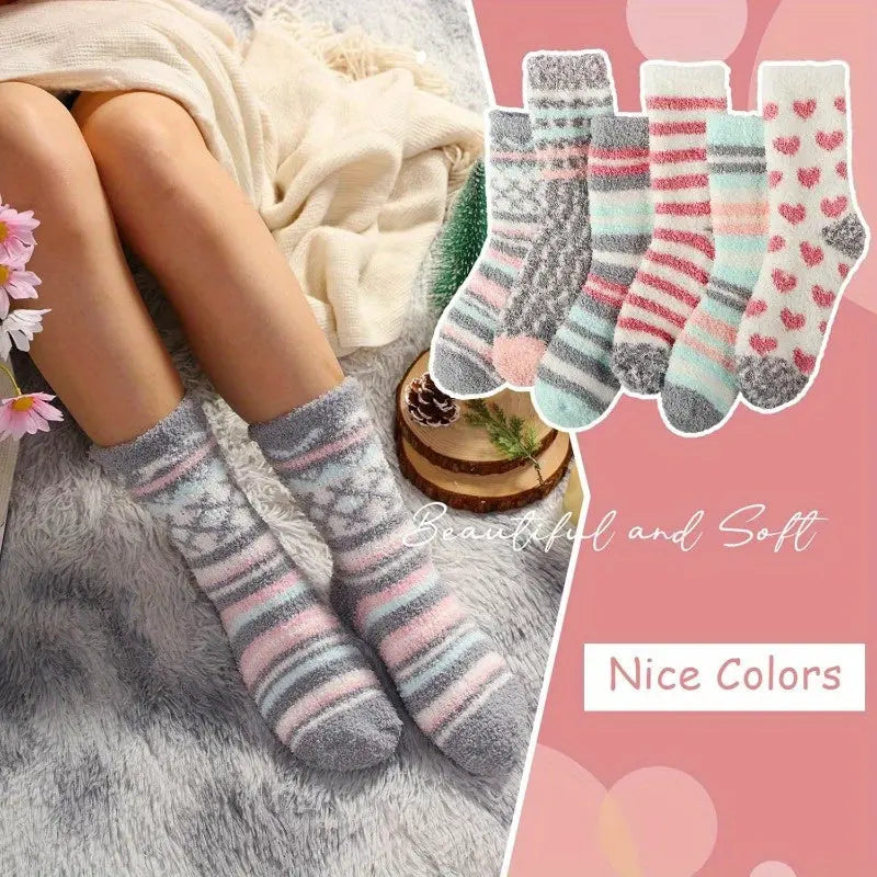 6 Pairs Women's Cozy Fluffy Socks for Women Soft Winter Warm Socks for Home Christmas MyFave Boutique