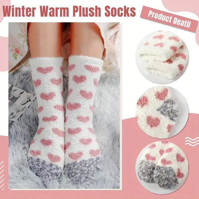 6 Pairs Women's Cozy Fluffy Socks for Women Soft Winter Warm Socks for Home Christmas MyFave Boutique