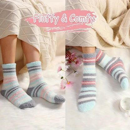 6 Pairs Women's Cozy Fluffy Socks for Women Soft Winter Warm Socks for Home Christmas MyFave Boutique