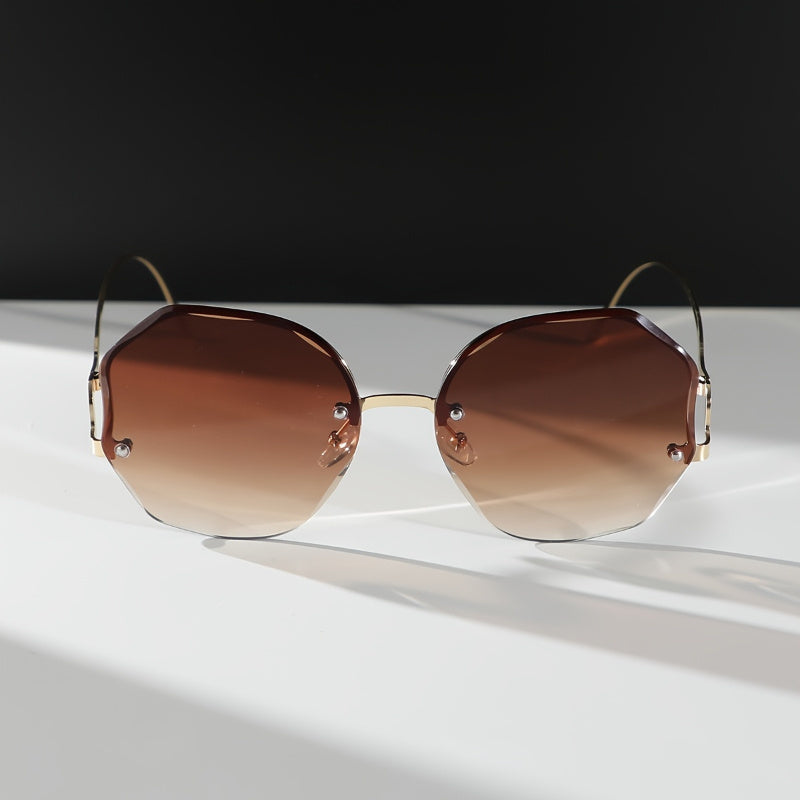 Trendy Frameless Metal Sunglasses with PC Lenses and Unique Bend Design for Casual and Vacation Wear MyFave Boutique