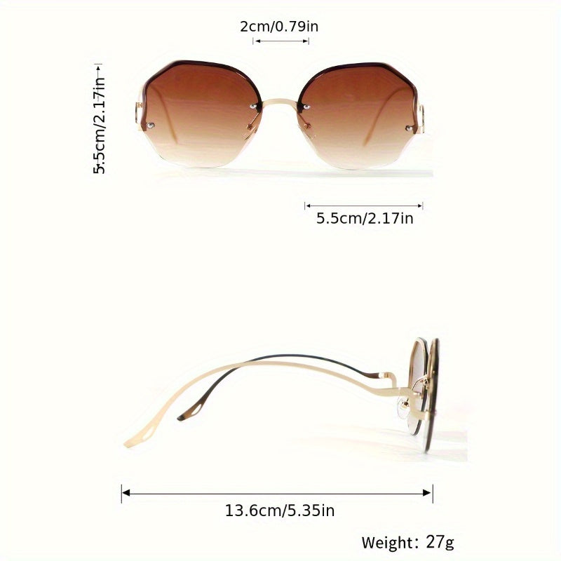 Trendy Frameless Metal Sunglasses with PC Lenses and Unique Bend Design for Casual and Vacation Wear MyFave Boutique