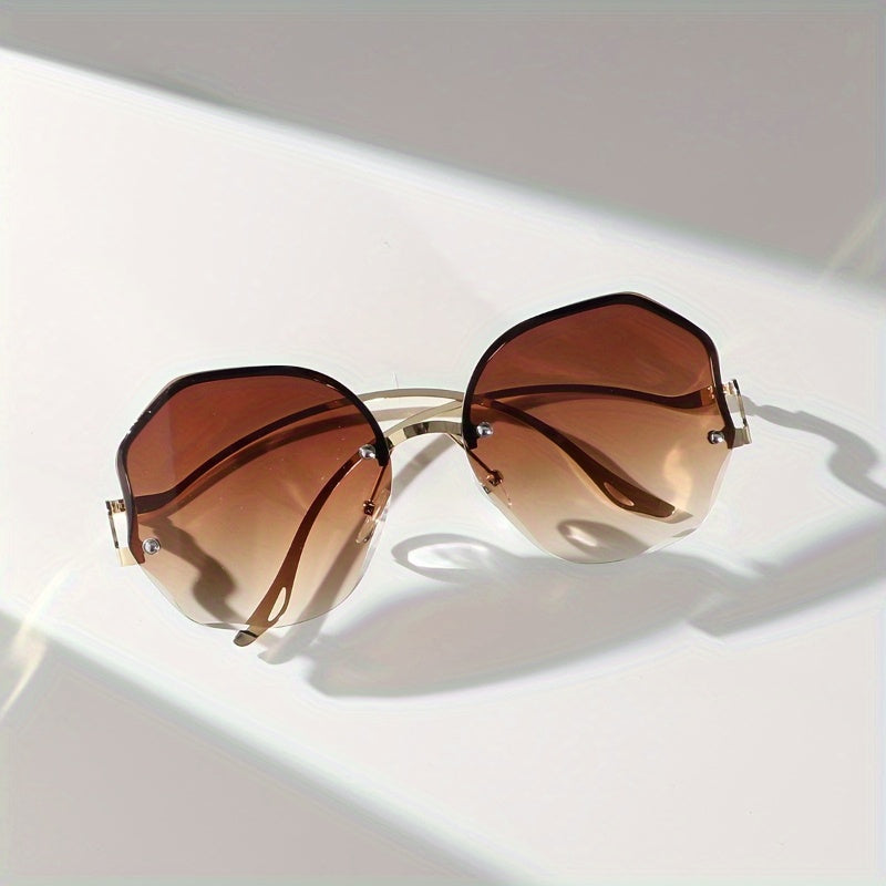 Trendy Frameless Metal Sunglasses with PC Lenses and Unique Bend Design for Casual and Vacation Wear MyFave Boutique