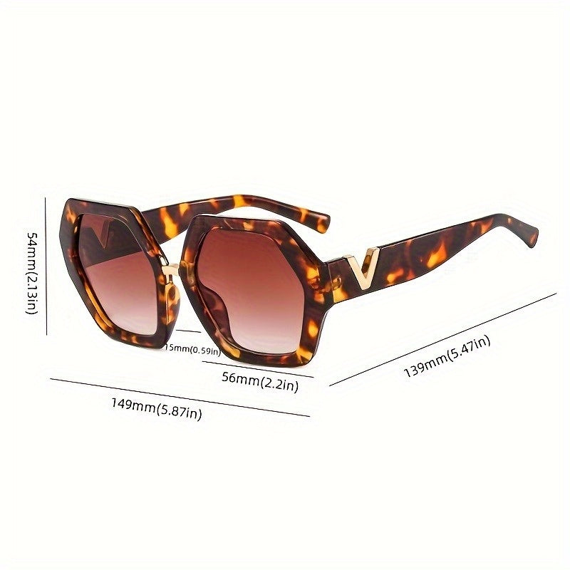 Geometric frame fashion sunglasses & UV400 ladies gradual change lenses retro glasses alphabet decorated temple glasses MyFave Boutique