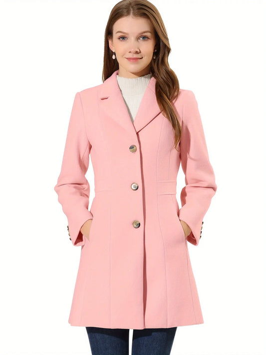 Allegra K Women's Lapel Single-Breasted Long Outerwear Winter Coats MyFave Boutique