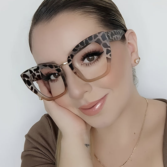 Big cat eye transparent lens glasses tortoiseshell color block decorative glasses retro fashion glasses MyFave Boutique