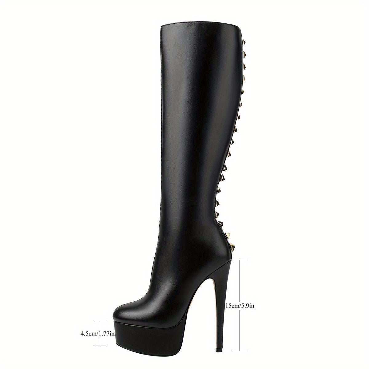 Black rivet knee high boots MyFave Boutique