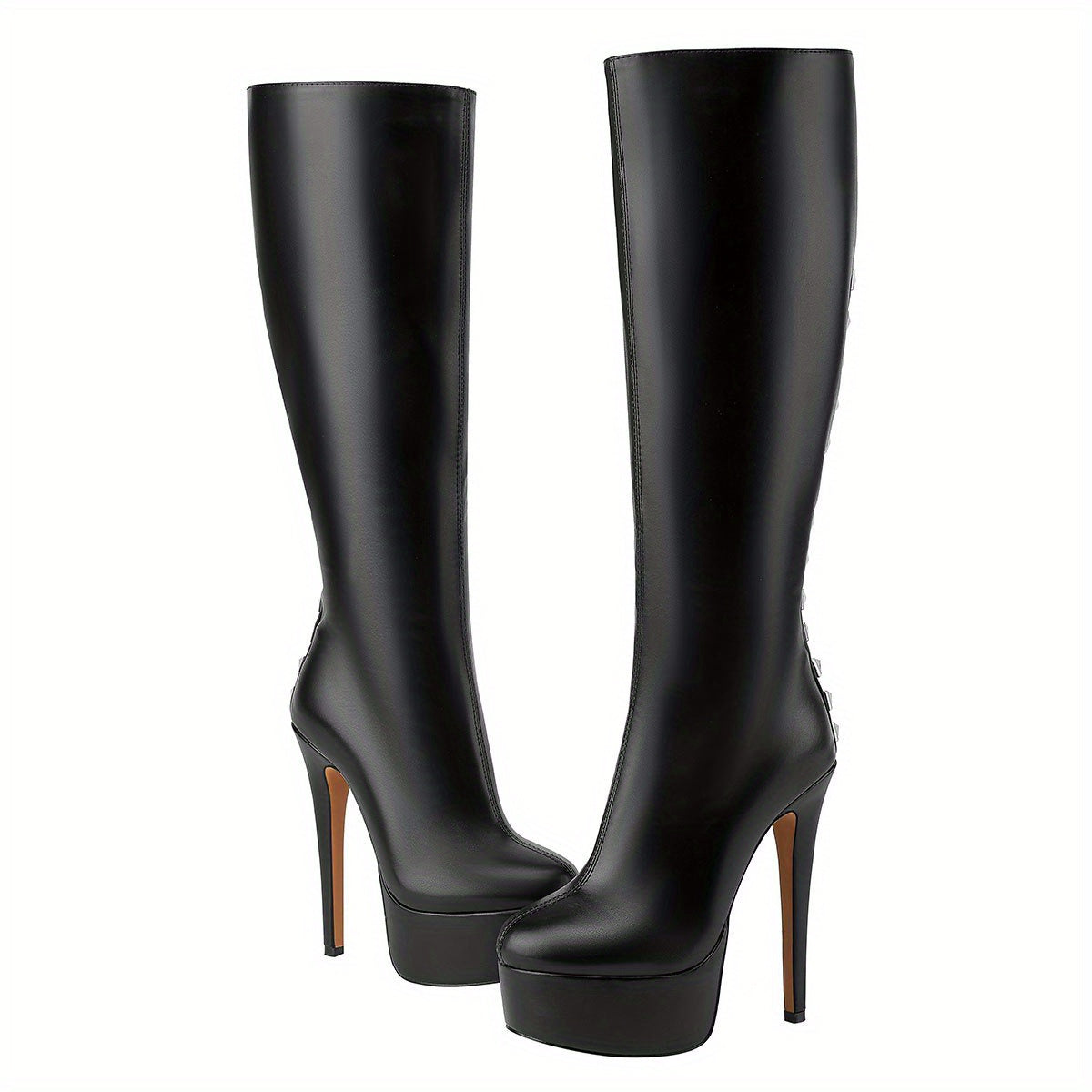 Black rivet knee high boots MyFave Boutique