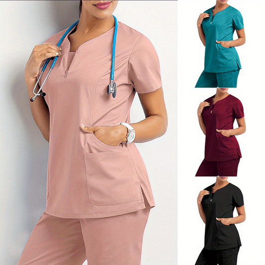 Woven Polyester Medical Scrubs for Women - Fitted Nurse Uniform with Patch Pocket, Hospital Workwear for Pharmacy, Beauty Salon, Doctor & Nursing Staff MyFave Boutique