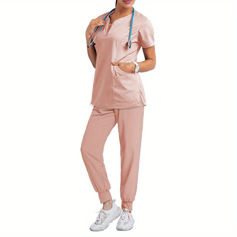 Woven Polyester Medical Scrubs for Women - Fitted Nurse Uniform with Patch Pocket, Hospital Workwear for Pharmacy, Beauty Salon, Doctor & Nursing Staff MyFave Boutique