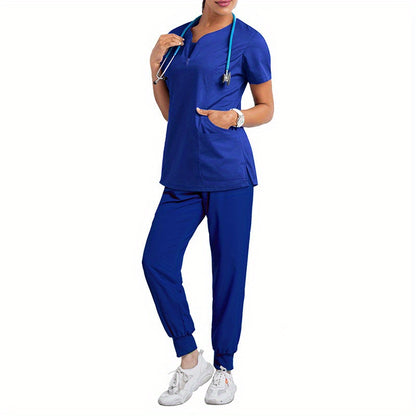 Woven Polyester Medical Scrubs for Women - Fitted Nurse Uniform with Patch Pocket, Hospital Workwear for Pharmacy, Beauty Salon, Doctor & Nursing Staff MyFave Boutique