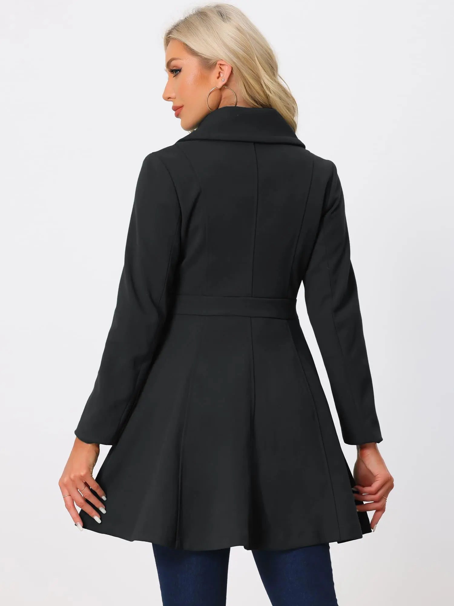 Allegra K Winter Long Coat for Women's Lapel Collar Double Breast Coats MyFave Boutique