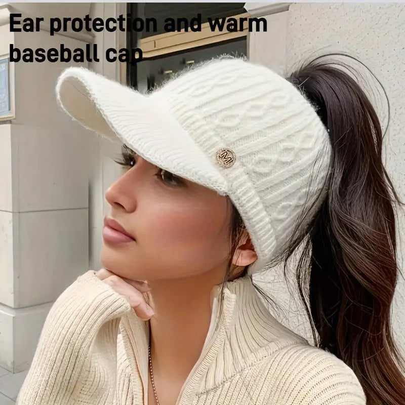 2pcs Winter Knitted Hat and Gloves Set - Elastic and Warm Outdoor Accessories, Knitted Baseball Cap and Thick Warm Gloves MyFave Boutique