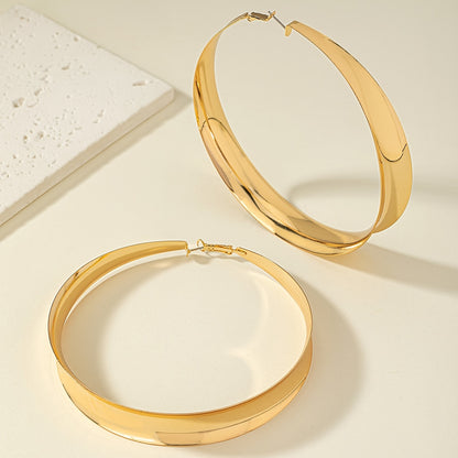 1 Pair Trendy Minimalist Hoop Earrings, Luxurious And Exaggerated Metal Oversized Statement Earrings For Vacation And Party Wearing MyFave Boutique