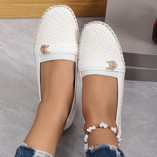 Women's Rhinestone Decor Flat Loafers, Fashion Slip On Closed Toe Shoes, Lightweight & Comfortable Shoes MyFave Boutique