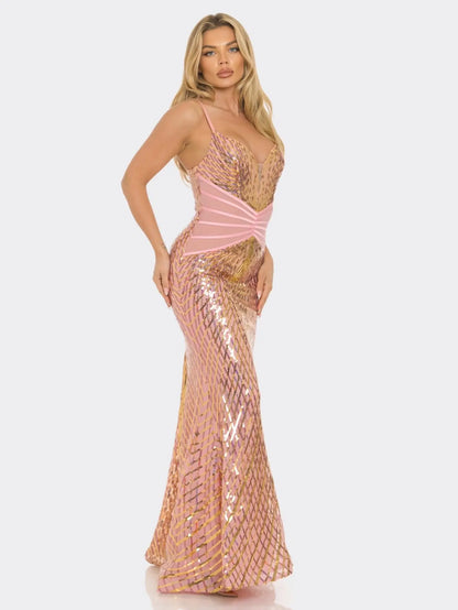 Glamorous Sequin Mermaid Gown - Stunning Strapless Dress with Shimmering Sequins for Parties, Galas, and Special Occasions - Available in Green, Purple, and Red MyFave Boutique