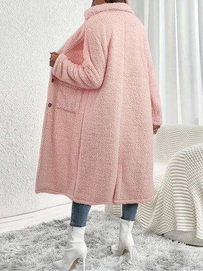 Elegant Teddy Bear Coat for Women - Long Sleeve, Warm Plush with Dual Pockets, Perfect Winter Outerwear, Durable & Comfortable, Ideal for Cold Weather MyFave Boutique