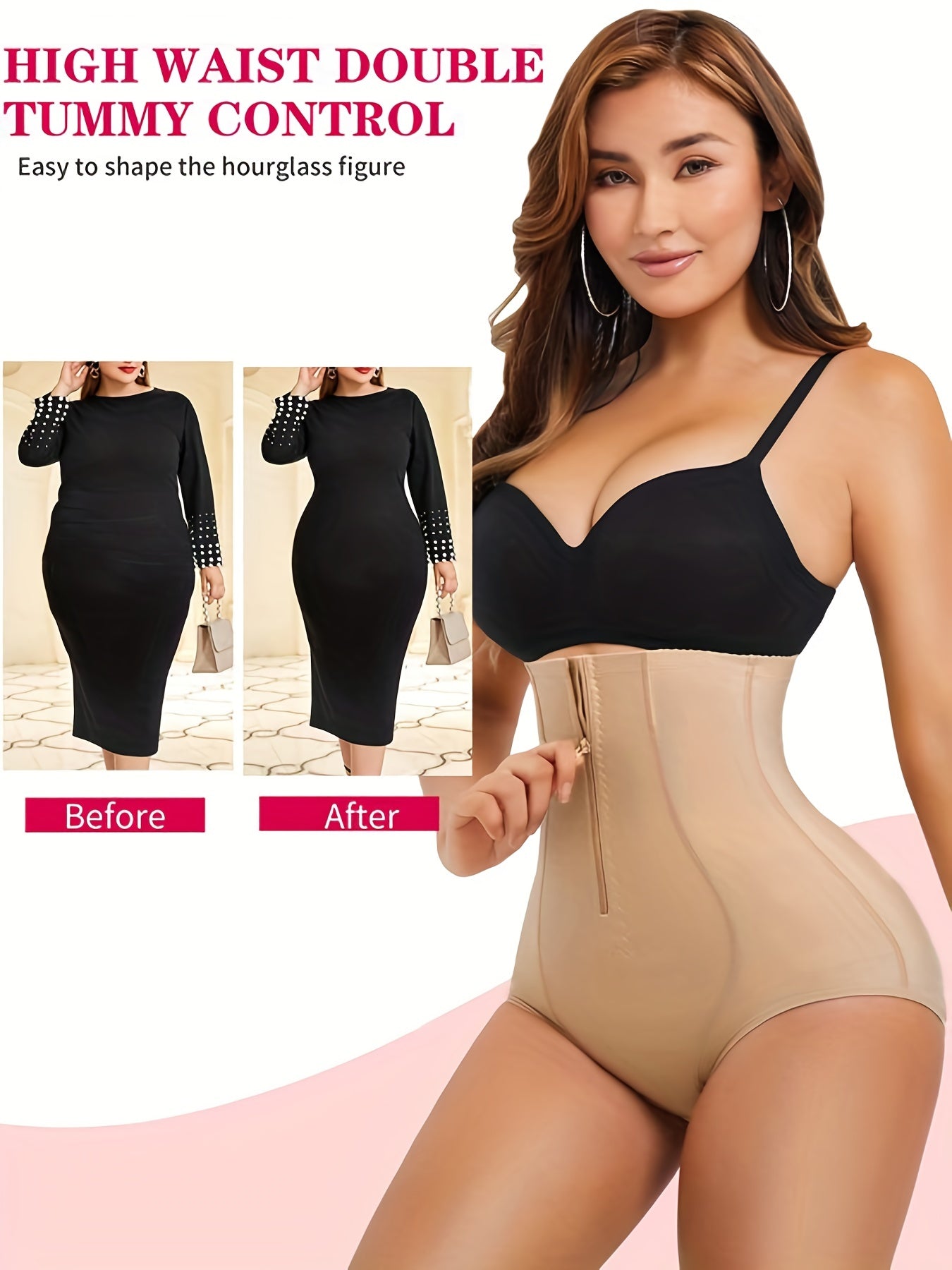 Women's Tummy Control Butt Lifting Shapewear with Zipper - Flattens Stomach and Enhances Curves MyFave Boutique