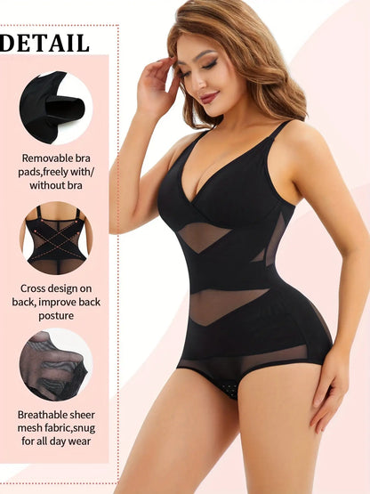 Junlan Deep V Tummy Control Shaping Bodysuit for Women, Butt Lifting Body Shaper Underwear MyFave Boutique