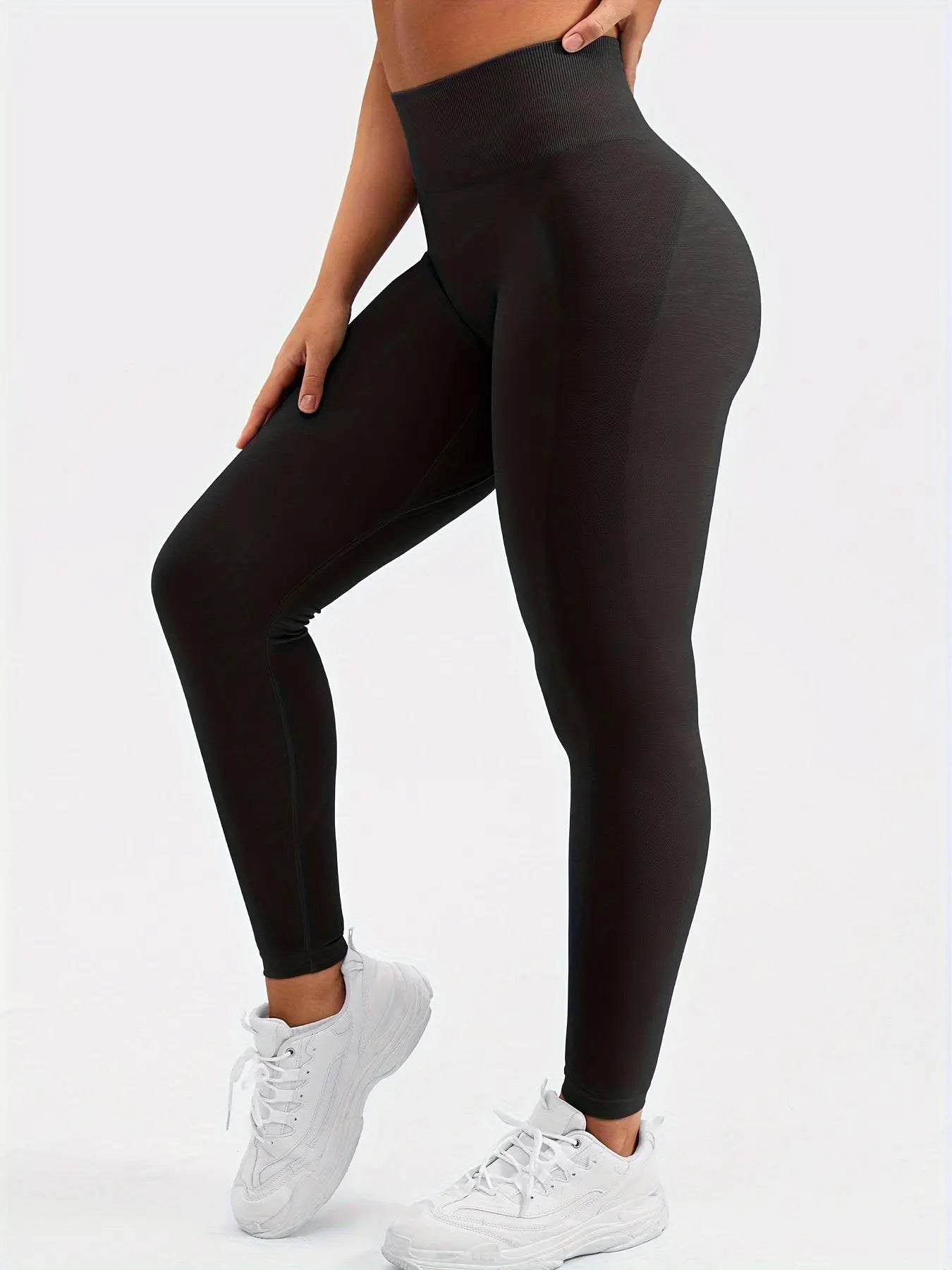 Women's High-Waisted Seamless Workout Leggings with Contouring Fit and Smiling Design for Gym and Yoga MyFave Boutique