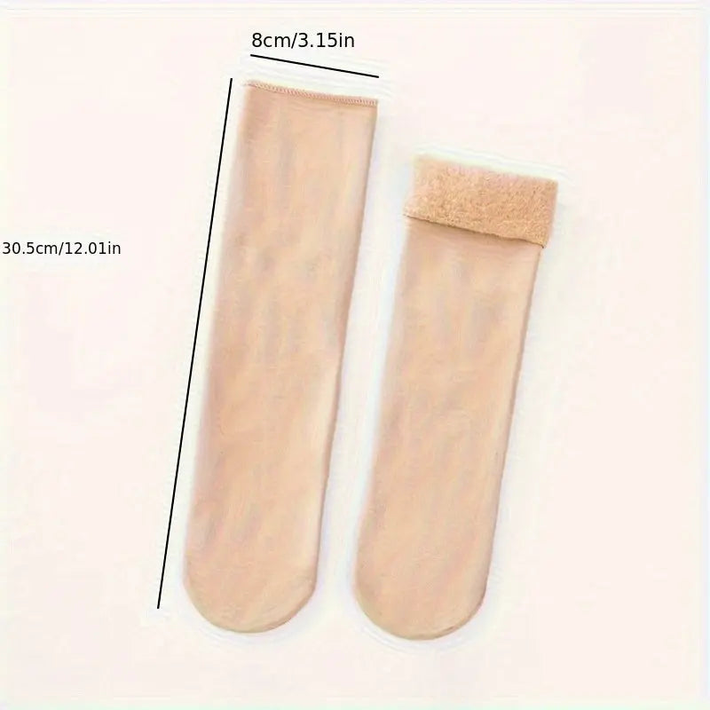 1/5/10 pairs 5/10 Pairs Warm Thermal Socks, Solid Color, Comfortable Elastic Winter Snow Socks MyFave Boutique