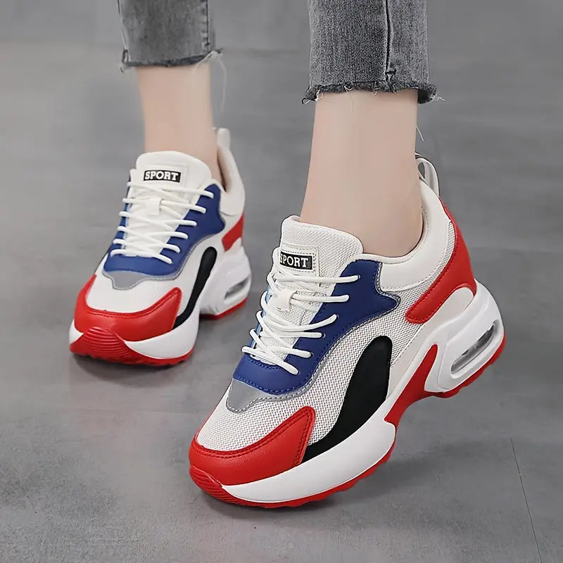 Women's Colorblock Height-Increasing Sneakers: Breathable, Shock-Absorbing Casual Athletic Shoes MyFave Boutique