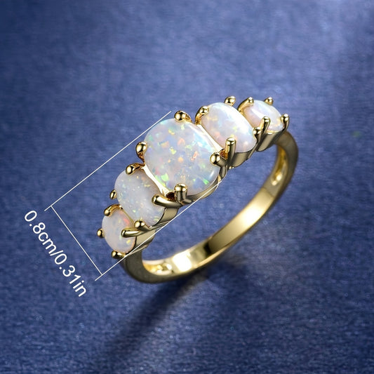 Hot Women's Fashion Cat's Eye Opal Golden Ring MyFave Boutique