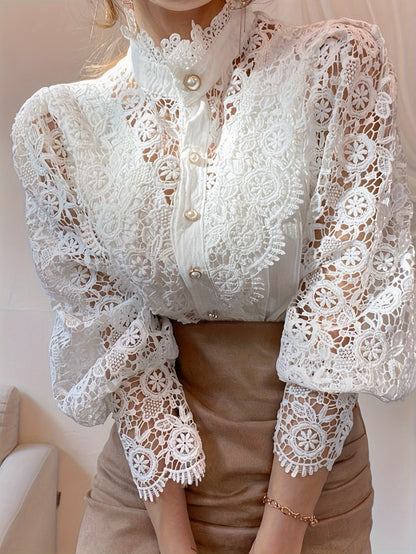 French loose chic buttons, heavy lace, cut-out floral panels MyFave Boutique