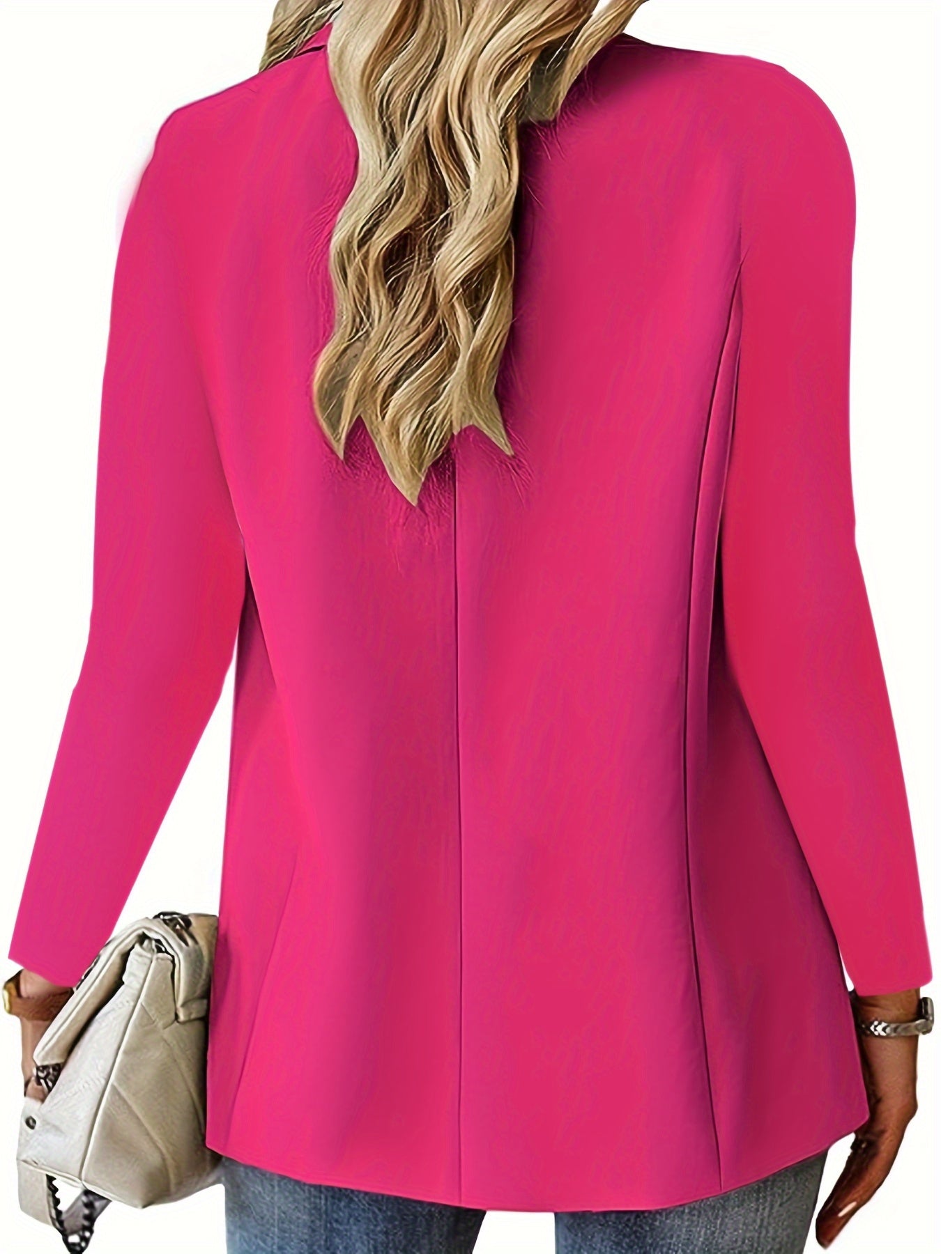 Button Front Notched Lapel Blazer, Elegant Solid Color Long Sleeve Blazer For Office & Work, Women's Clothing MyFave Boutique