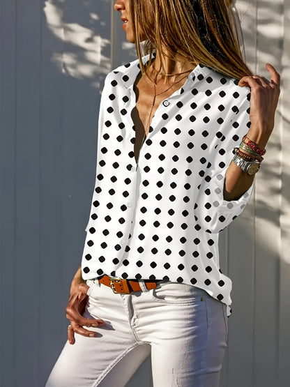 Women's Polka Dot Button-Down Shirt - Casual and Stylish Blouse MyFave Boutique