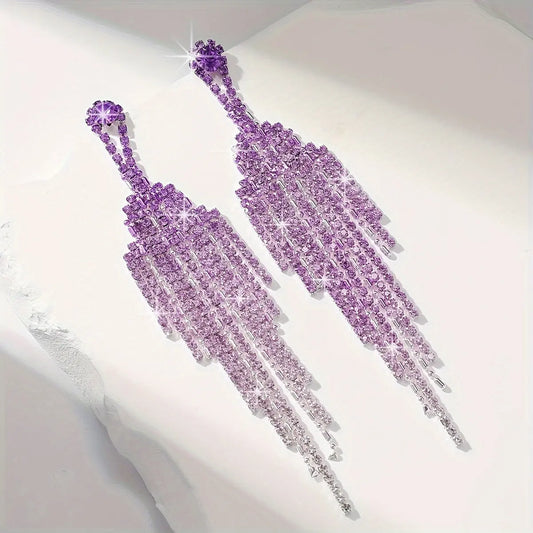 Festive Rhinestone Chandelier Tassel Earrings: Luxurious and Elegant for Women - Perfect for Valentine's Day, Weddings, and Parties - All Season Long MyFave Boutique