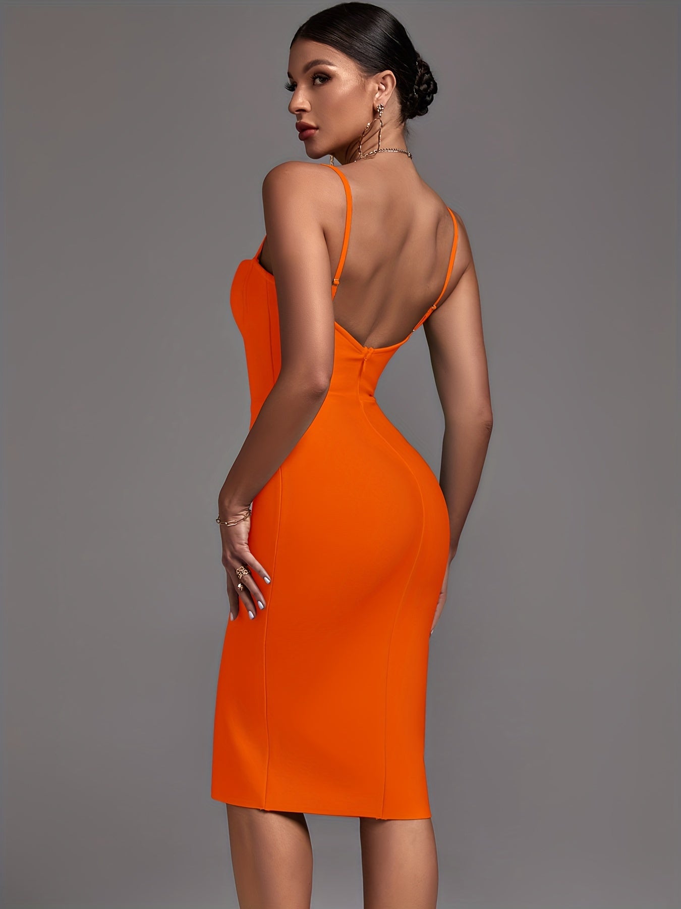 Backless Split Dress, Sexy Spaghetti Strap Bodycon Party Dress, Women's Clothing MyFave Boutique