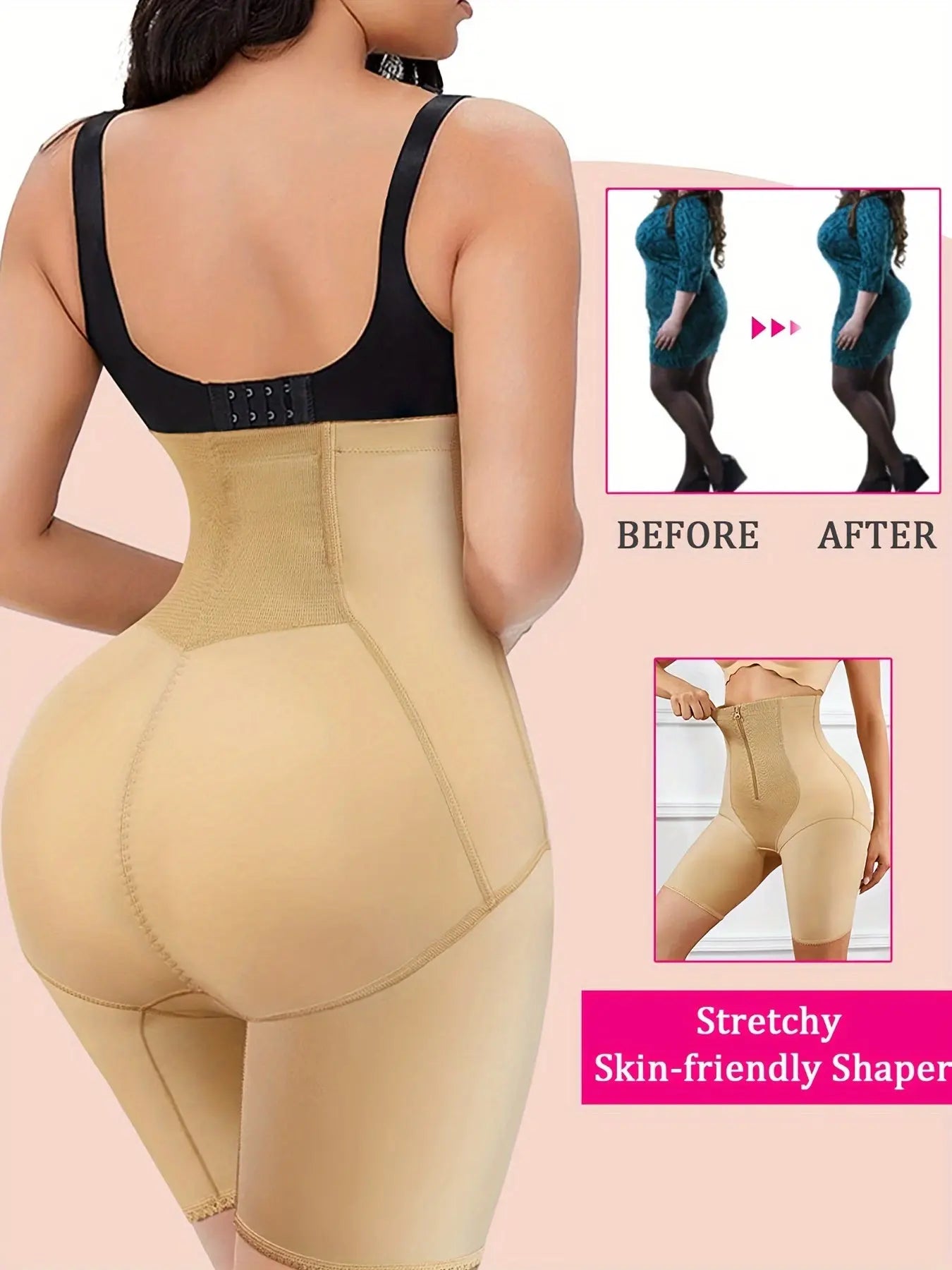 High Waist Zipper Shaping Shorts, Compression Tummy Control Shorts To Lift & Shape Buttocks, Women's Underwear & Shapewear MyFave Boutique