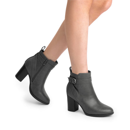 Women's Chunky High Heel Ankle Boots, Round Toe Fall Short Booties Shoes MyFave Boutique