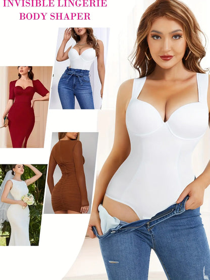 Solid Tank Shaping Bodysuit, Tummy Control Slimmer Sleeveless Body Shaper, Women's Underwear & Shapewear MyFave Boutique