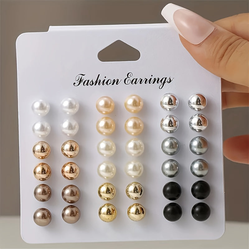 18 Pairs Set Of Tiny Round Ball Design Stud Earrings Elegant Simple Style Suitable For Women Daily Casual Female Gift MyFave Boutique