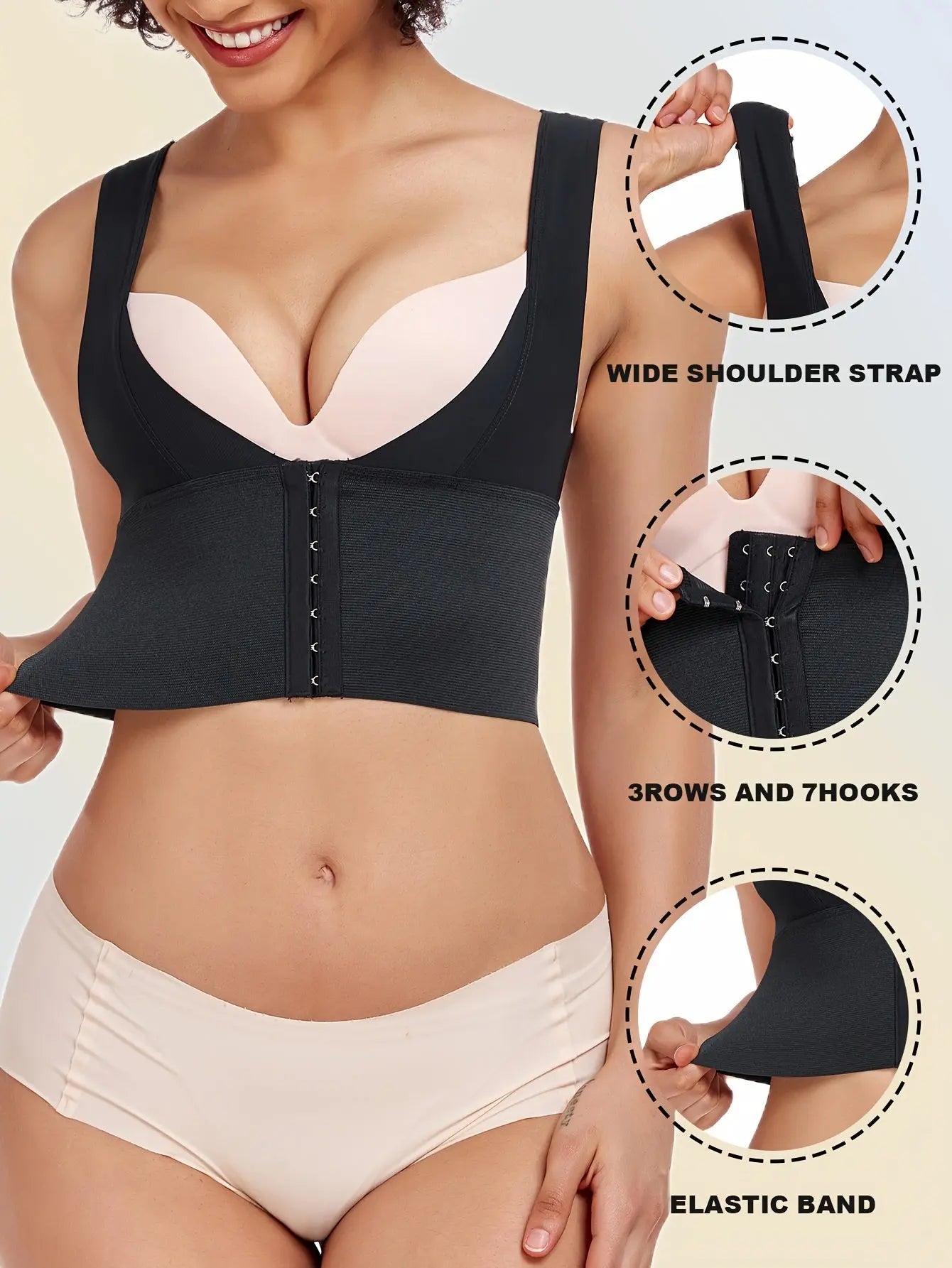 Black Body Shaping Top For Women, Designed To Sculpt The Chest And Waist For A Slimmer Silhouette MyFave Boutique