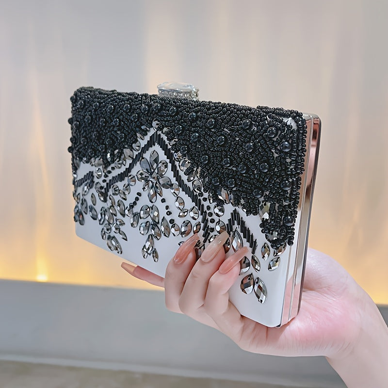 Beaded Rhinestone Evening Bag Vintage And Elegant Box Clutch Purse Women's Wedding Handbags For Party Prom MyFave Boutique