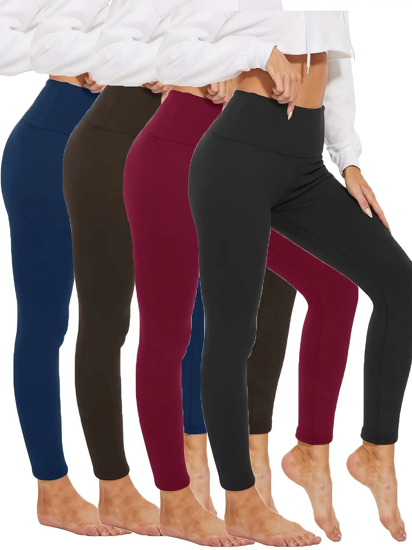 4 Pack High-Waist Tummy Control Leggings with Thermal Warmth for Workout, Yoga, Running, and Fitness MyFave Boutique