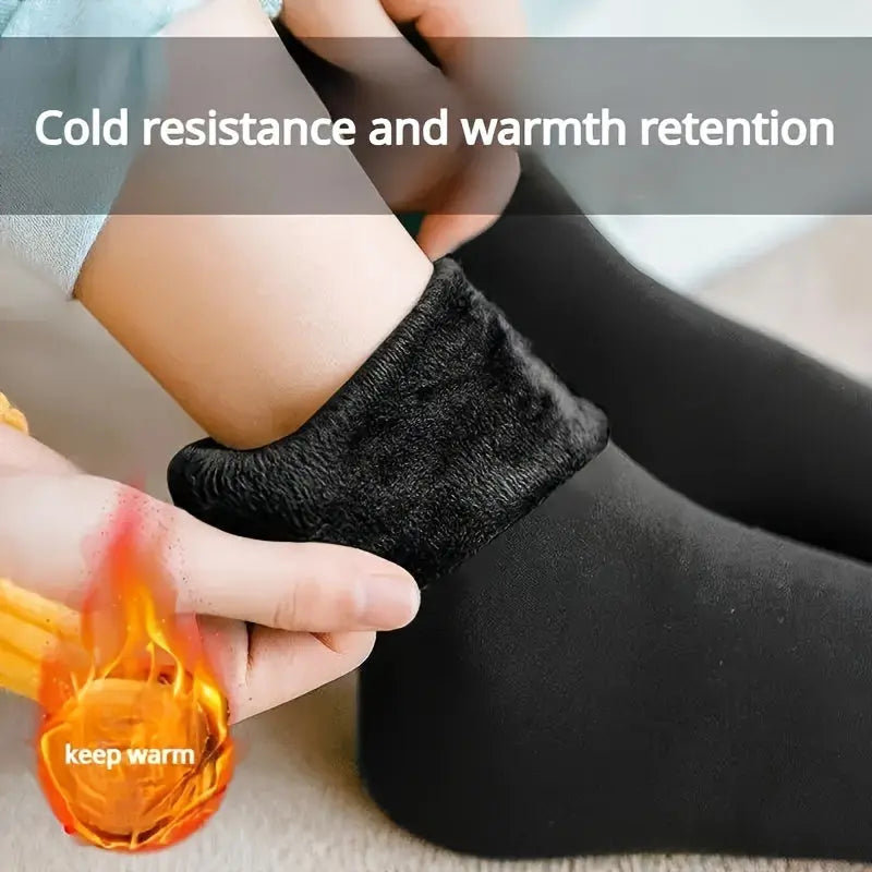 1/5/10 pairs 5/10 Pairs Warm Thermal Socks, Solid Color, Comfortable Elastic Winter Snow Socks MyFave Boutique