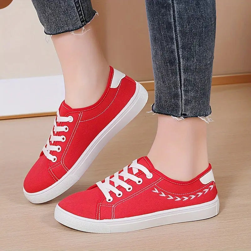 Women's Simple Canvas Shoes, Casual Lace Up Outdoor Shoes, Comfortable Low Top Sneakers MyFave Boutique